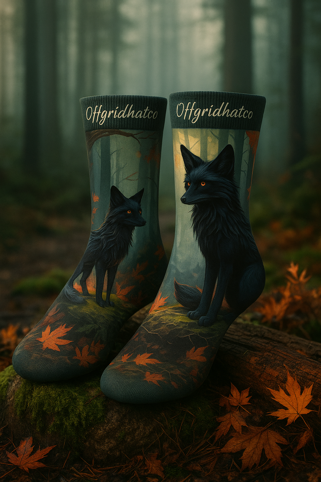 Halloween Black Fox Socks – Spooky-Cute Animal Socks for Fall