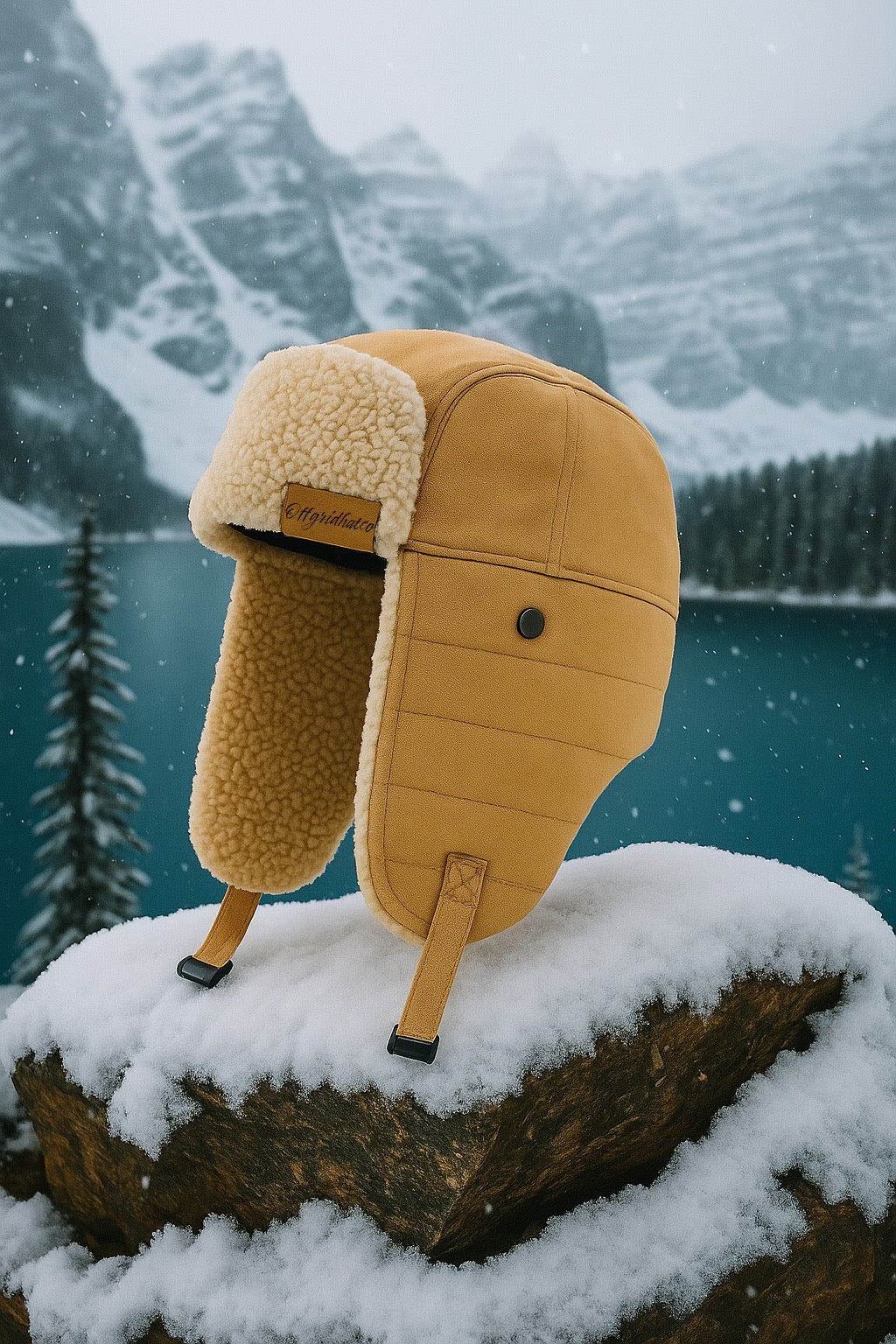Unisex Cream Bomber Hat with Faux Fur – Warm Winter Ear Flap Hat