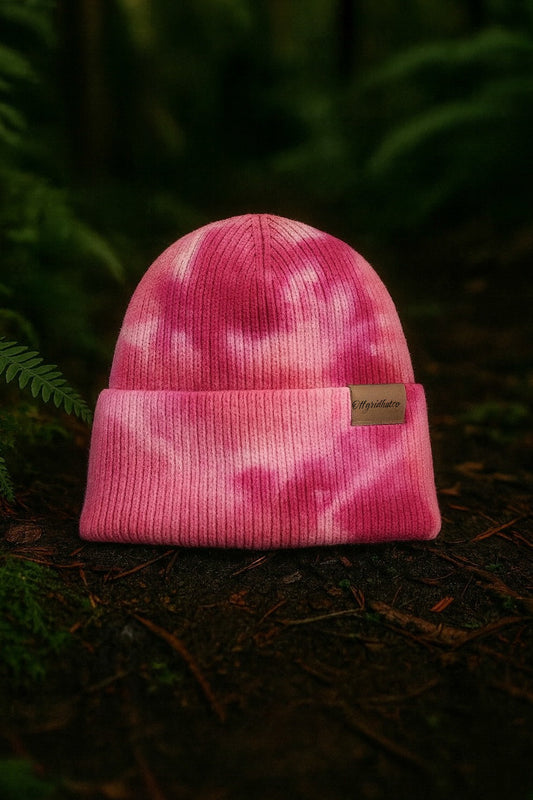 Acrylic Tie Dye Beanie – Pink Marble Winter Hat
