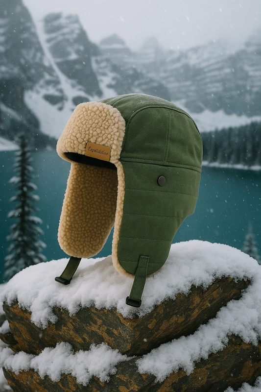 Unisex Green Bomber Hat with Faux Fur – Warm Winter Ear Flap Hat