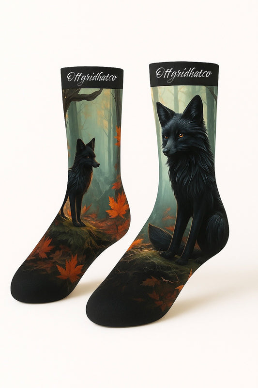 Halloween Black Fox Socks – Spooky-Cute Animal Socks for Fall